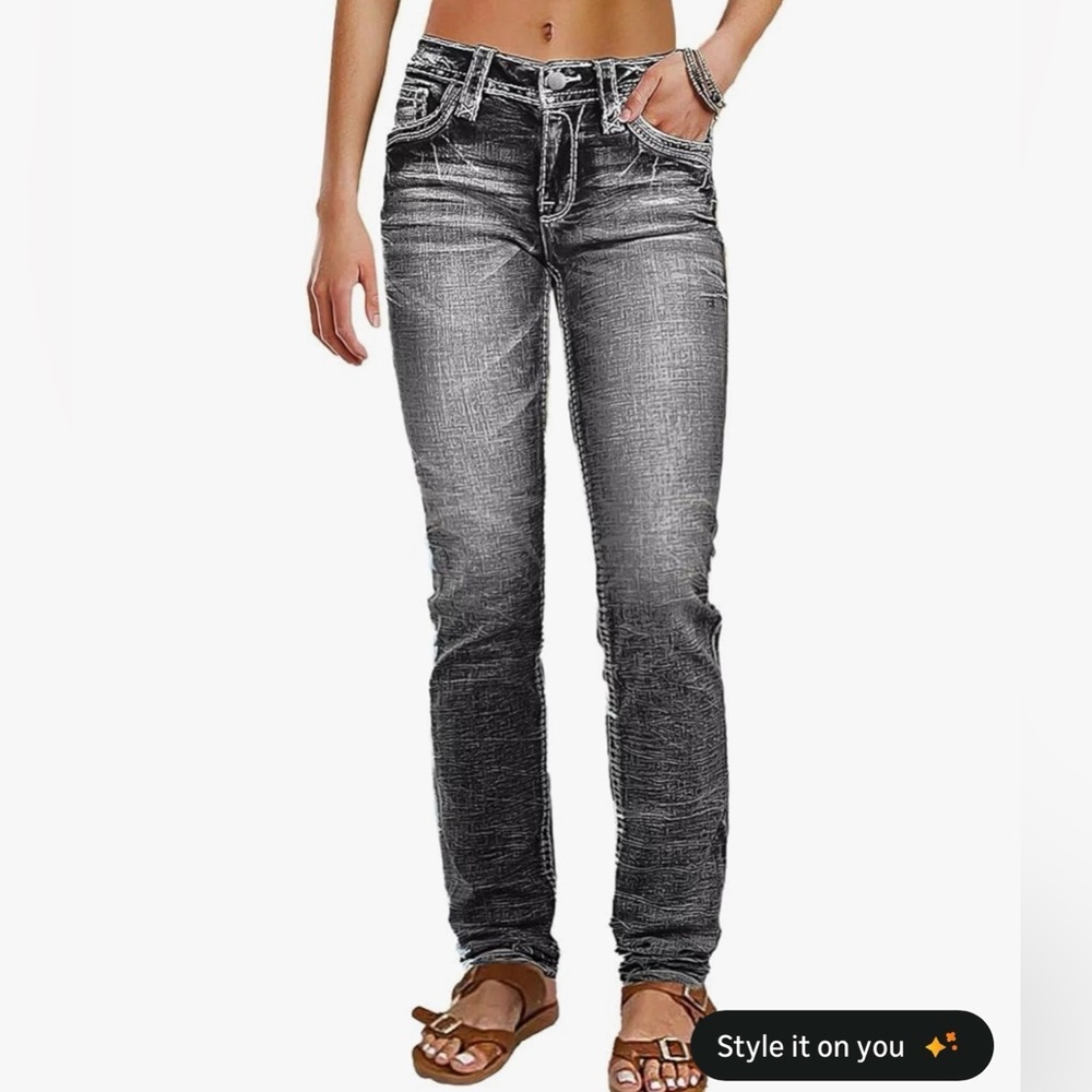 Flamingals Mid Rise Skinny Jeans for Women Trendy Wash Stretchy Butt Lifting S